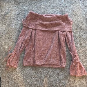 Light pink off the shoulder sweater